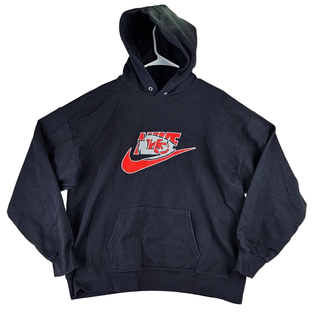 Nike KC Chiefs Swoosh Pulloverâ NFL Hoodie Mens L Black Streetwear Sportswear